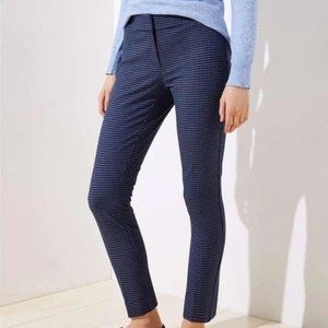 LOFT Marisa Skinny Trouser Pant - Navy Blue Checkered Plaid